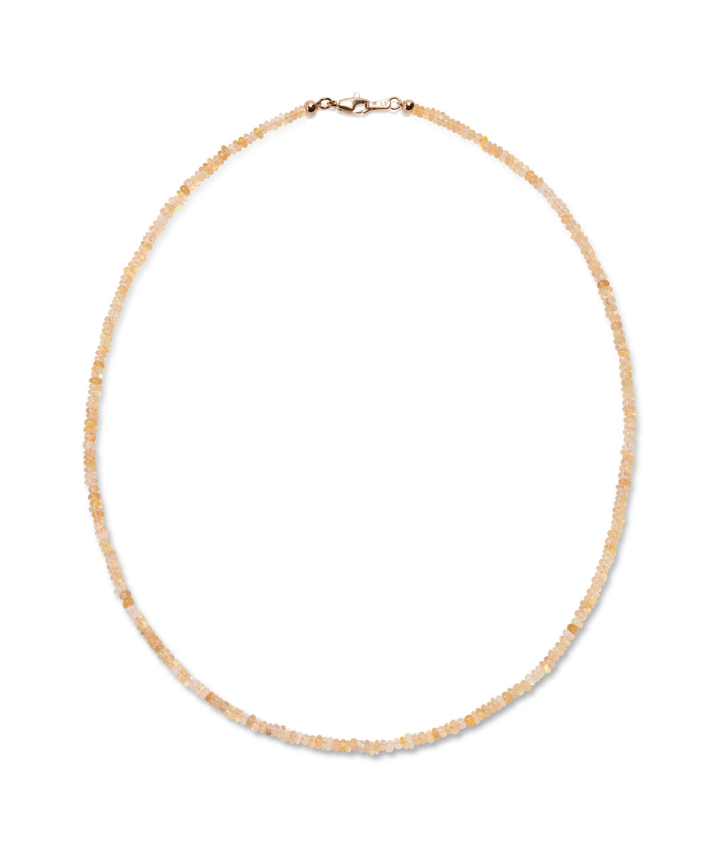 Tiny Beaded 14k Gold Necklace in Opal | Lizzie Fortunato | Lizzie