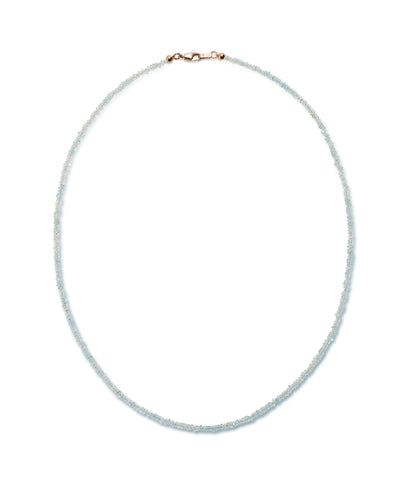 Tiny Beaded 14k Gold Necklace in Aquamarine