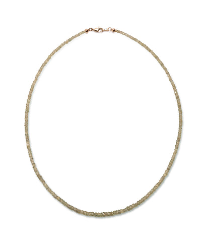 Tiny Beaded 14k Gold Necklace in Green Sapphire