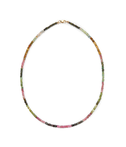 Tiny Beaded 14k Gold Necklace in Tourmaline