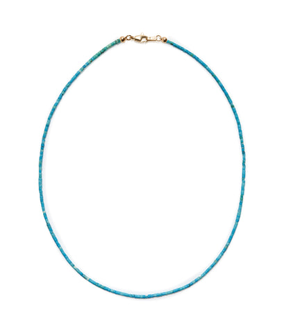 Tiny Beaded 14k Gold Necklace in Turquoise