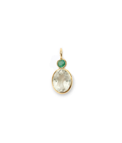 Emerald & Green Amethyst 14k Gold Necklace Charm