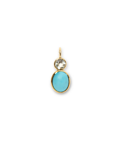 Green Amethyst & Turquoise 14k Gold Necklace Charm