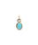 Green Amethyst & Turquoise 14k Gold Necklace Charm. Round amethyst with turquoise oval cabochon and gold bezels.