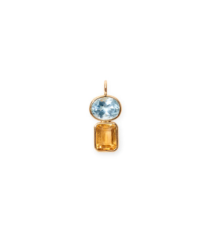Sky Blue Topaz & Citrine 14k Gold Necklace Charm