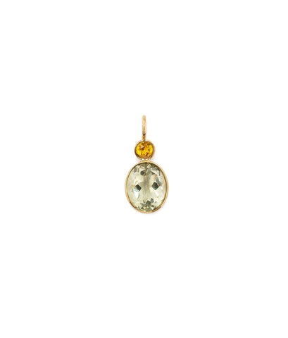 Citrine & Green Amethyst 14k Gold Necklace Charm