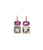 14k Duo Earrings in Pink Topaz & Green Amethyst. Fine gold earwires with faceted pink oval and square light green stones.