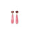 14k gold earrings with faceted semiprecious garnet tops and hanging pink rhodochrosite drops.