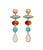 Pebble Totem Earrings. With faceted opal glass tops and hanging green, amber, aqua, and pearl stone shapes.