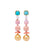 Navya Earrings. Straight columns with turquoise tops and hanging pearl, pink opal, spiny oyster and golden pearl drops.