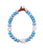 Cloud Forest Collar. Necklace with blue ceramic textured beads, freshwater pearl, and burgundy cord closure.