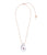 Muse Pendant Necklace in Clear. Thin gold-plated silver chain with clear glass teardrop pendant inset with rhodolite