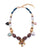 Lotus Necklace. With wood and glass beads, charms in pearl, wood, pink opal and green aventurine and gold flower pendant