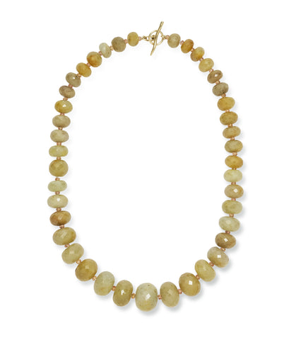 Large Graduated Yellow Sapphire & 14k Gold Necklace