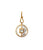 Porto Pendant in Mother-of-Pearl. Round gold-plated pendant with bisected mother-of-pearl and faceted green amethyst