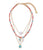 Off Shore Necklace. Multi-strand with gold chain, coral, turquoise, and pearl beads and pearl,turquoise and gold charms.