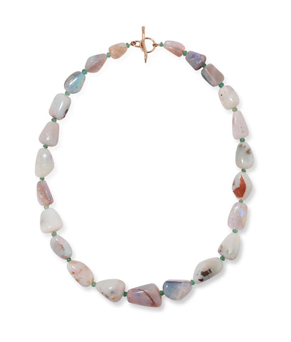 Opal, Emerald & 14k Gold Necklace