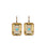 Tile Earrings in Pineapple. In gold with yellow colored glass rectangle baguettes inset with turquoise cabochons.