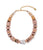 Goldsworthy Collar. Pink and brown statement necklace with wood and bone beads and freshwater pearl accents.