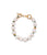 Pacifica Pearl Bracelet. With freshwater pearl beads and cotton knotted string, gold beads and toggle closure.