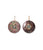 Taj II Earrings. With gold-plated earwire and black mother-of-pearl discs, inlaid with faceted green amethyst stones.