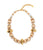 Interval Collar. Chunky beaded necklace in white wood with bone, freshwater pearl, and oversized gold accents.