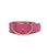 Wide Georgia Belt in Flamingo Weave. Hot pink leather with embossed weave and gold-plated brass kidney-shaped buckle.