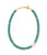 Painted Coast Necklace in Ocean. Single strand of interlocking wavy glass beads in green and aqua with pearl accents.