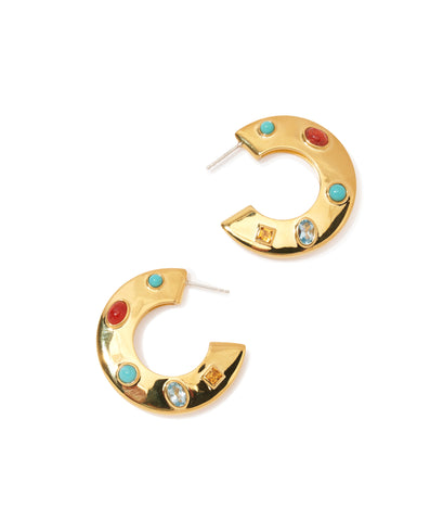 Saucer Hoops in Dotted Stone