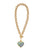 Mood Necklace in Gold with Heart Pendant in Ocean attached.