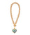 Mood Necklace in Gold with Heart Pendant in Ocean attached.