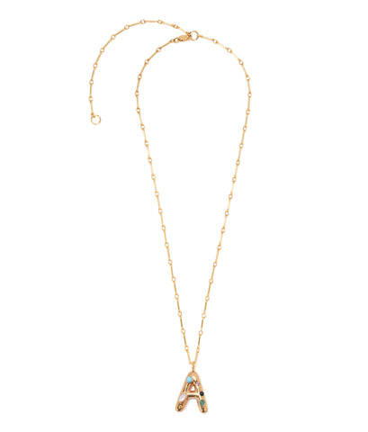 Chloé Alphabet Gold-Tone Rose Quartz Necklace