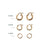 Size comparison of 15mm 14k Hoops, 12mm fine gold hoops, and gold huggies hoop earrings.