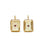 Tile Earrings in Citrine. Gold-plated earwires with light yellow rectangular glass stones and tiny rhodolite gems.