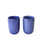 Tumblers in Tulum. Pair of speckled blue stoneware cups with rounded bottom.