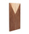 Brass Inlay Cheese Board, angled view. Rectangular grained wood board with triangle detail and thin brass stripe inlay.