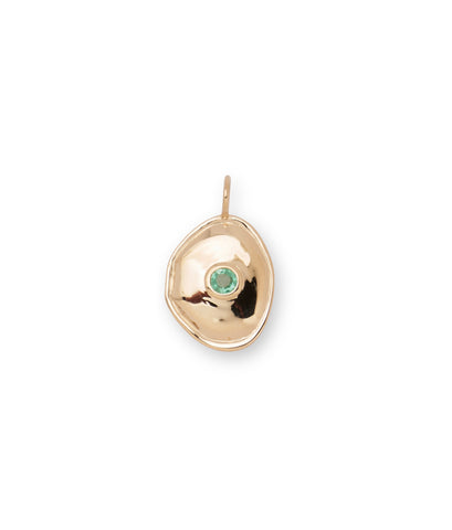 14k Gold Birthstone Necklace Charm in Emerald