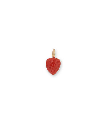 Puffy Coral Strawberry 14k Gold Necklace Charm