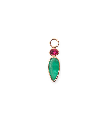 Tourmaline & Emerald 14k Gold Earring Charm
