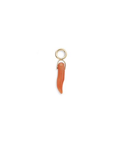 Coral Horn 14k Gold Earring Charm