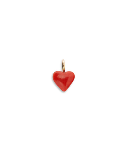 Puffy Coral Heart 14k Gold Necklace Charm