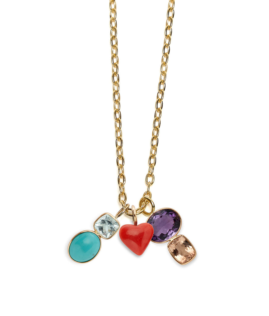 Puffy Coral Heart 14k Gold Necklace Charm | Lizzie Fortunato | Lizzie ...