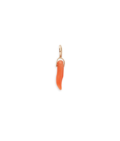Coral Horn 14k Gold Necklace Charm