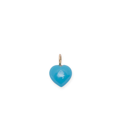 Puffy Turquoise Heart 14k Gold Necklace Charm