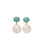 14k Gold, Turquoise & Freshwater Pearl Earrings. Turquoise oval tops linked with pearl drops.