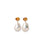 14k gold earrings with faceted semiprecious citrine tops and hanging baroque pearl drops.