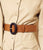 Model torso wears tan buttondown with Icon Belt in Tan.