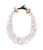 Glass House Necklace. Double strand clear quartz and large freshwater pearl necklace, pink resin, pearl toggle closure.