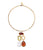 De Stijl Collar. Gold-plated hammered collar necklace with geometric linked pendant of gold, amber, glass and pearl.