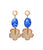 Mistflower Earrings in Blue Horizon. With mother-of-pearl tops, blue and white glass beads, and amber resin flowers. 